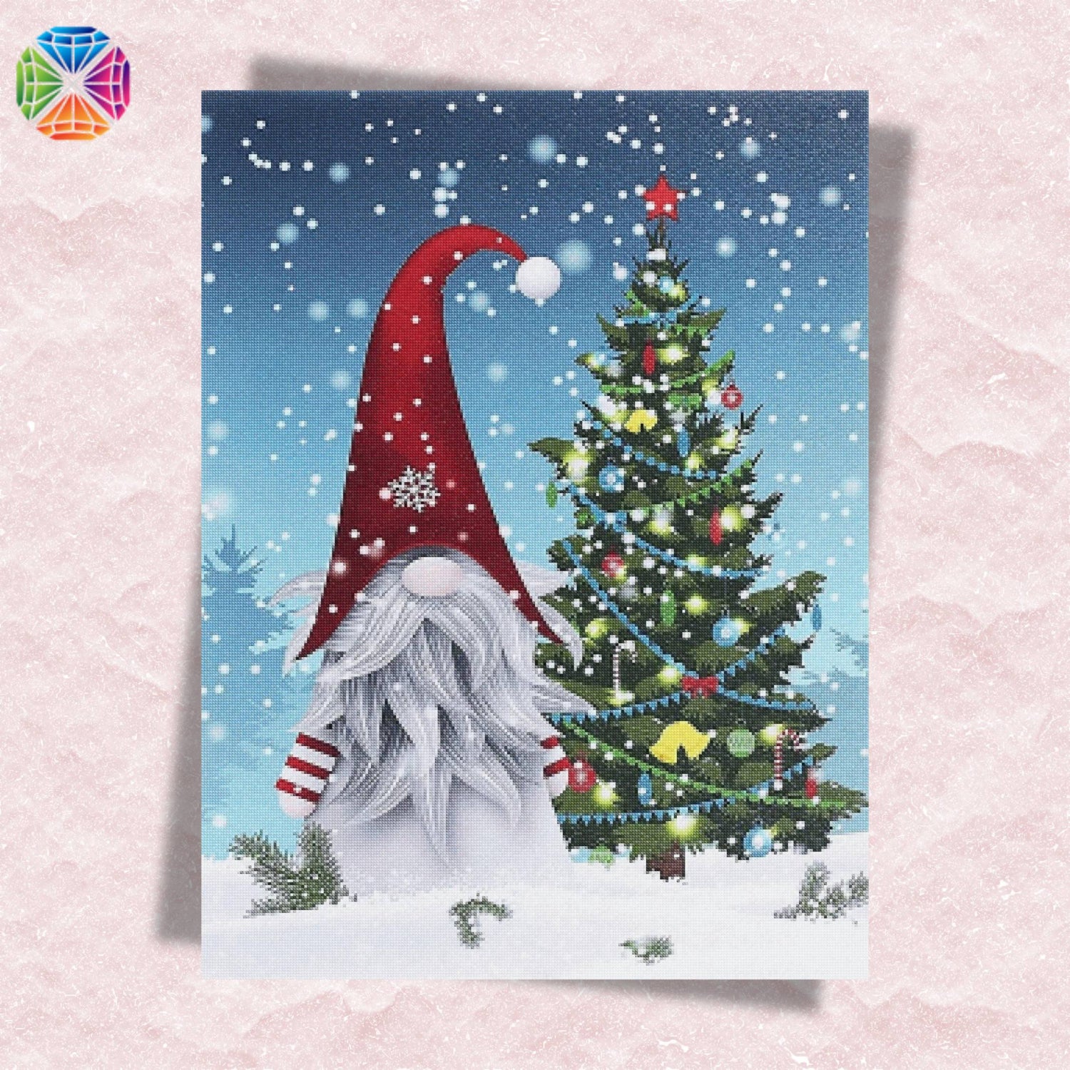 Christmas Gnome with the Tree - Diamond Painting