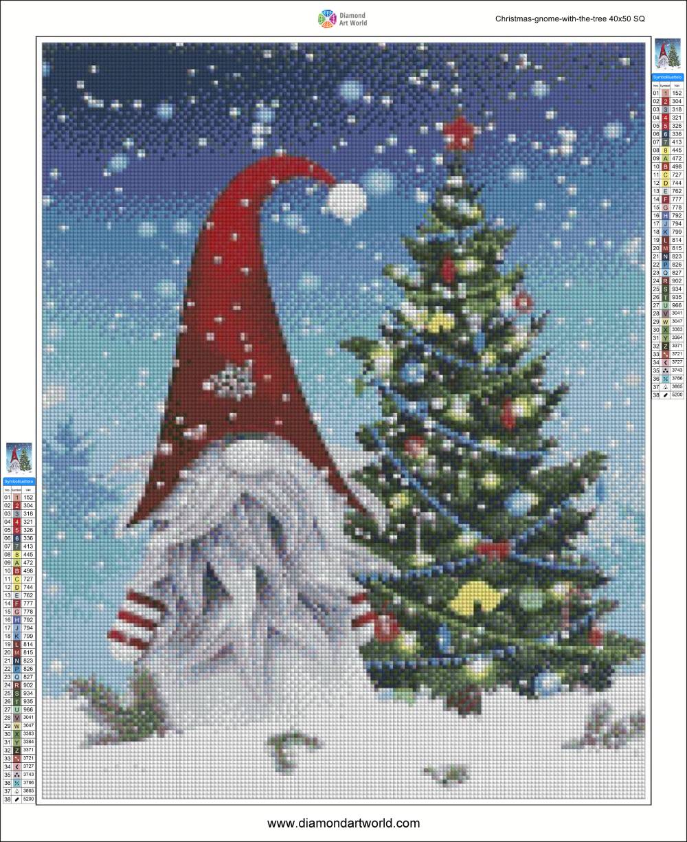 Christmas Gnome with the Tree - Diamond Painting Layout