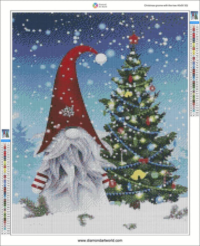 Christmas Gnome with the Tree - Diamond Painting Layout