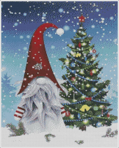 Christmas Gnome with the Tree - Diamond PaintArting