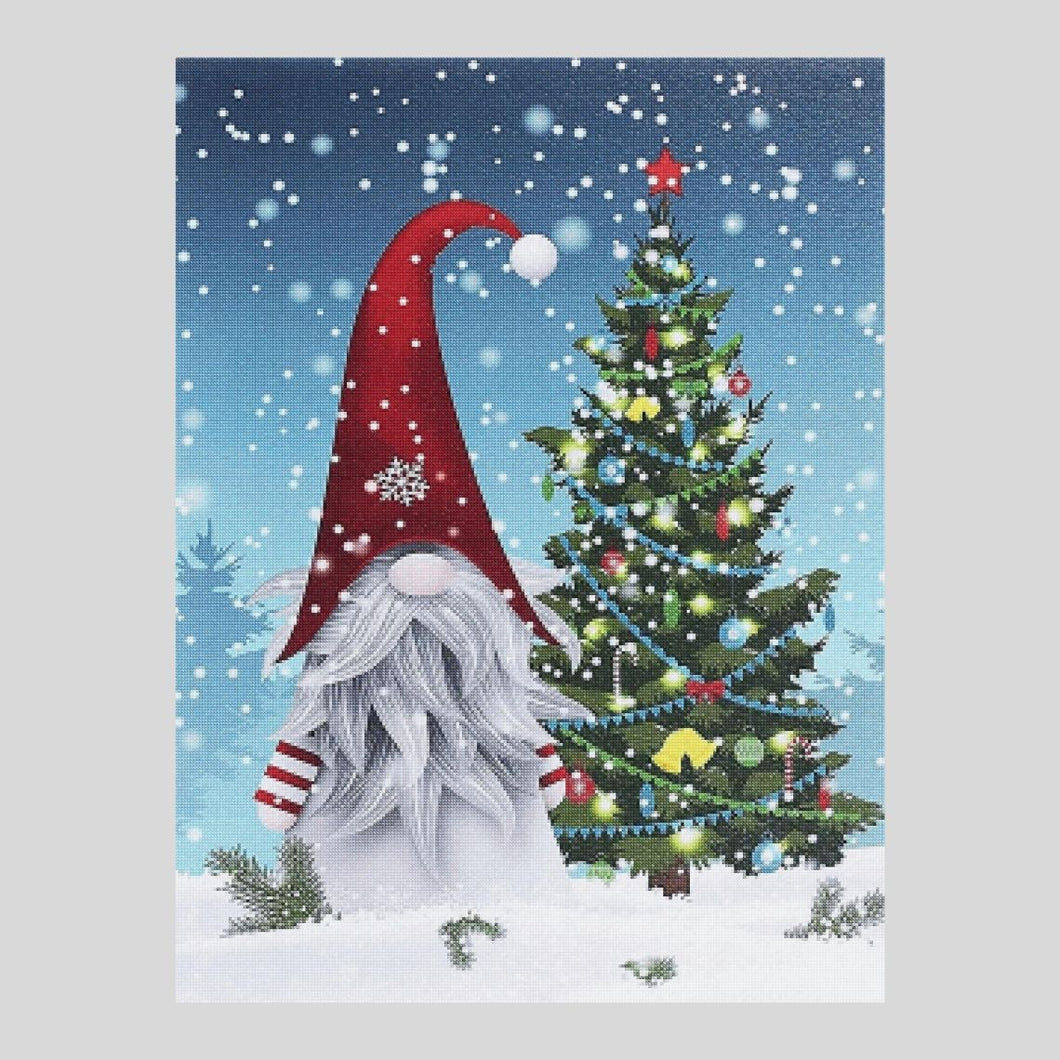 Christmas Gnome with the Tree - Diamond Art