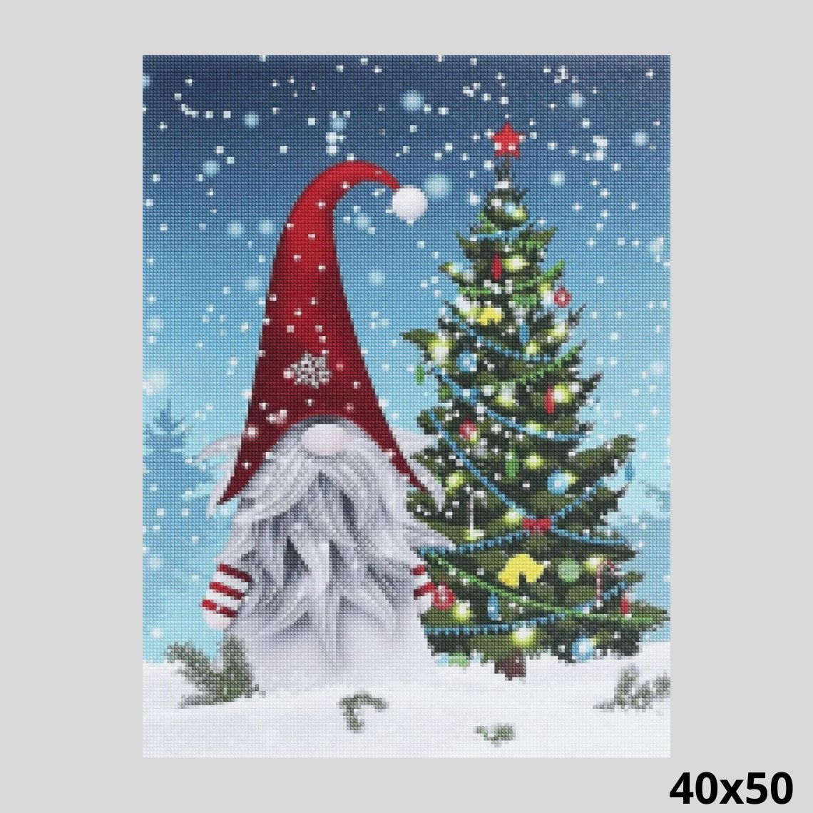 Christmas Gnome with the Tree 40x50 - Diamond Art