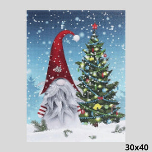 Christmas Gnome with the Tree 30x40 - Diamond Art
