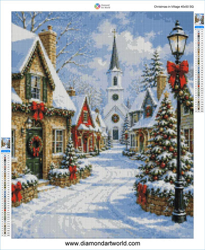 Christmas in Village - Diamond Painting Layout