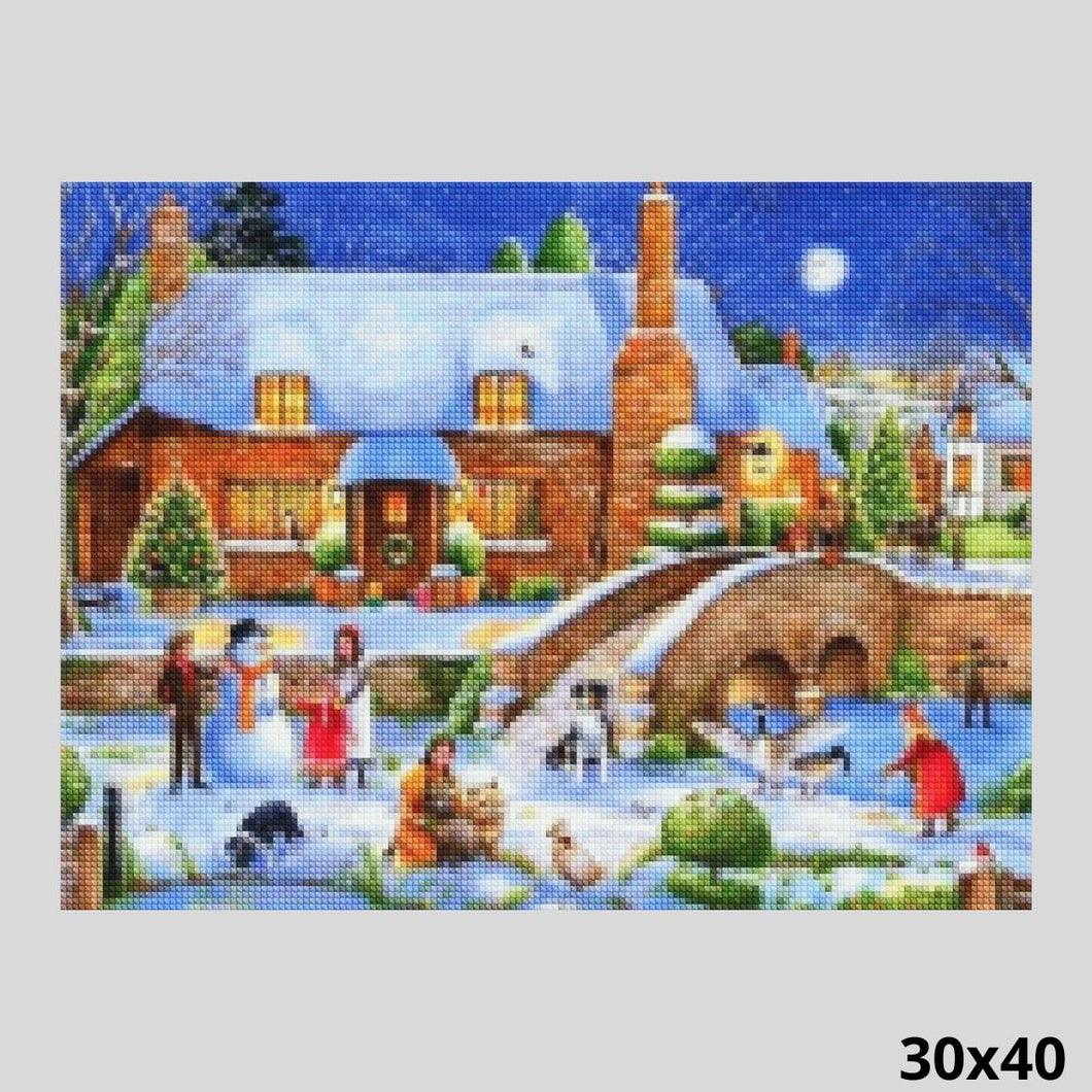 Christmas in Village 30x40 - Diamond Painting