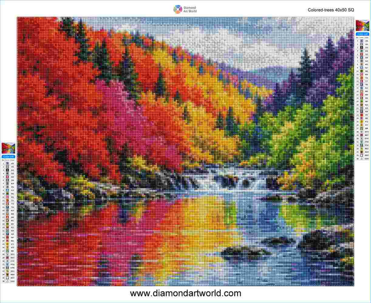 Colored Trees - Diamond Painting Layout