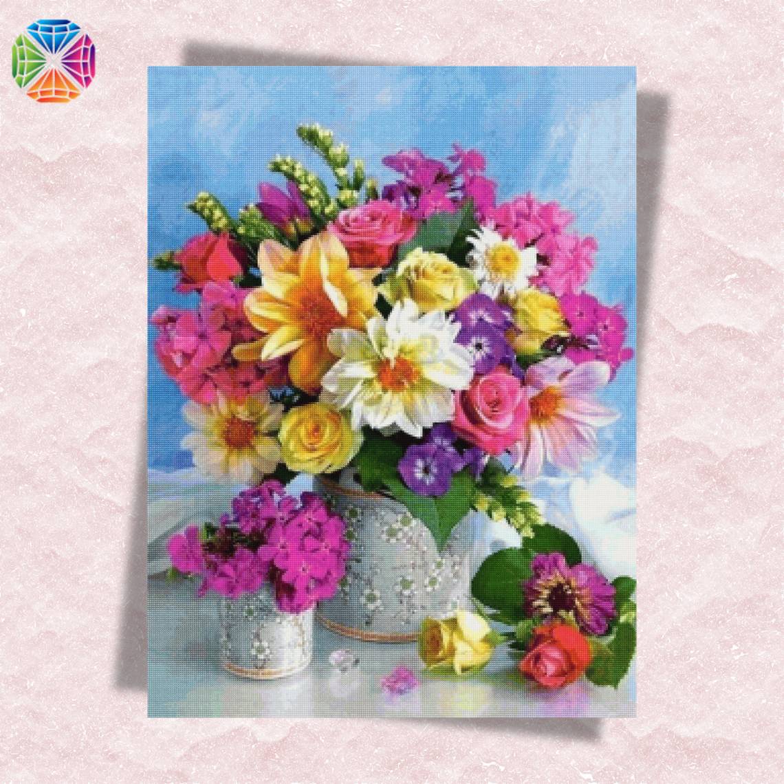 Colorful Flowers Bouquet in Vase - Diamond Painting