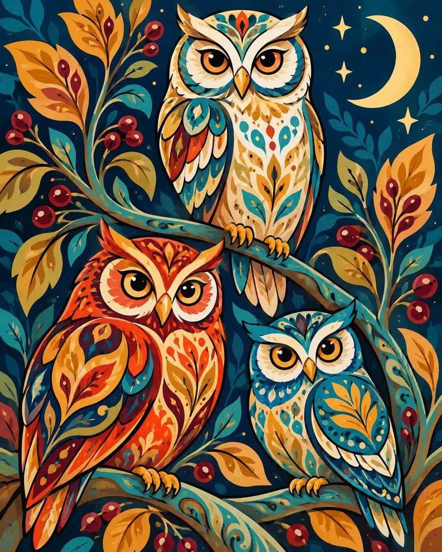 Colorful Owls – Diamond Painting