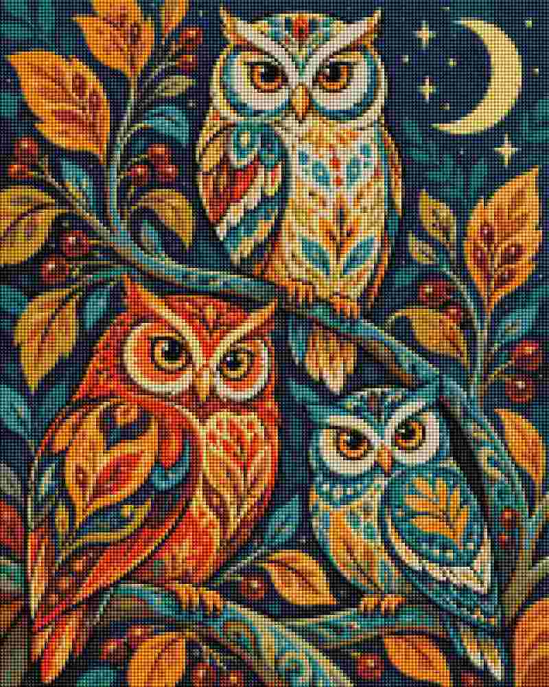 Colorful Owls - Diamond Art