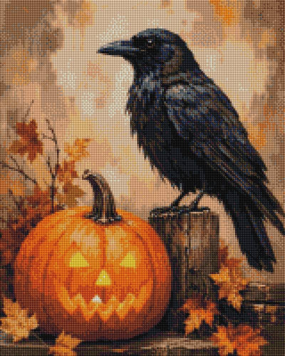 Crow on Pumpkin - Diamond Art