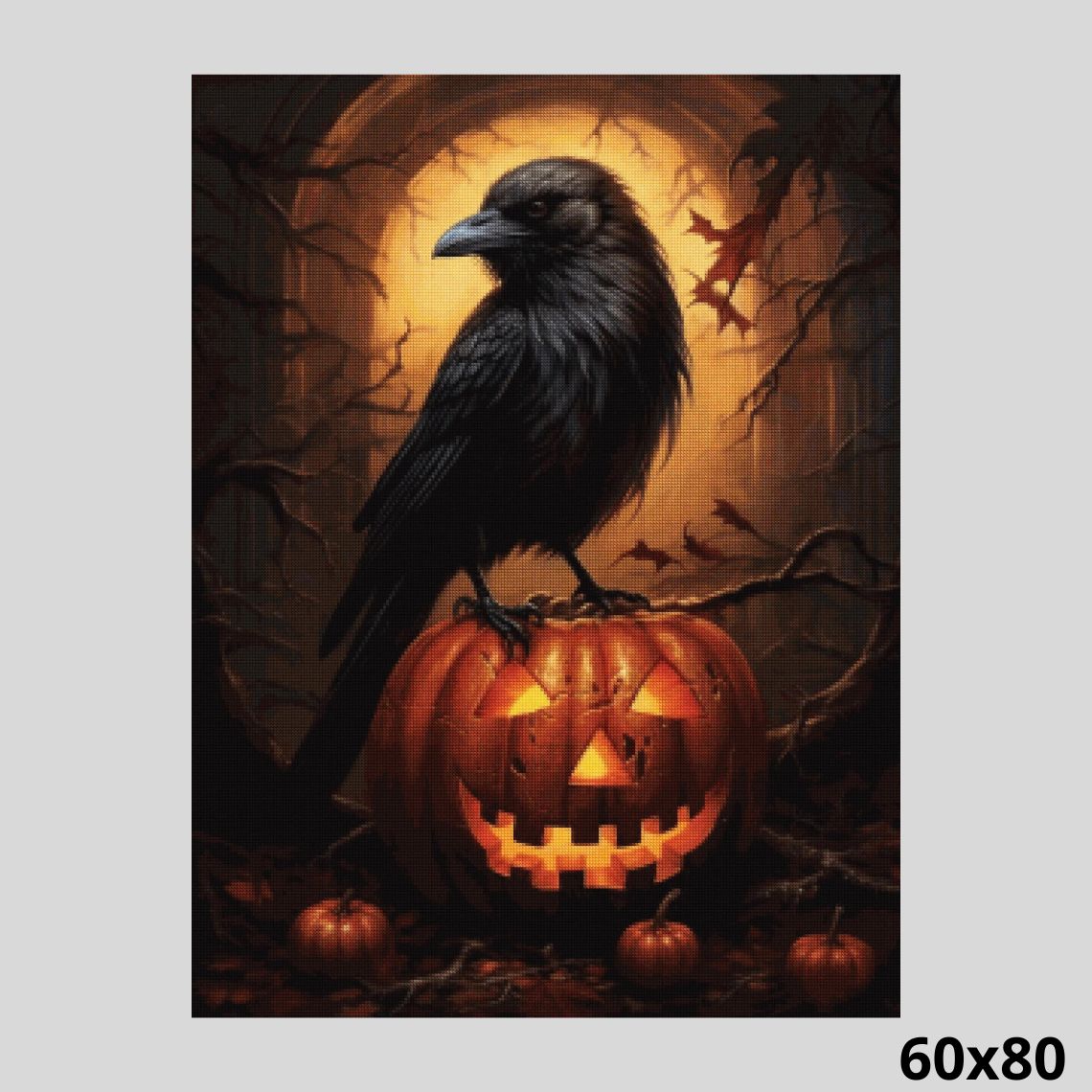 Crow on Pumpkin - 60x80 Diamond Painting