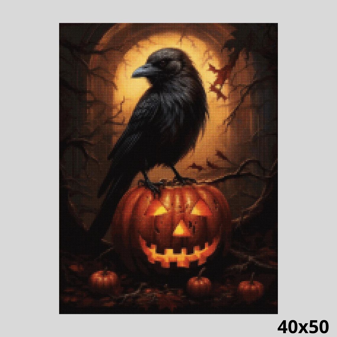 Crow on Pumpkin - 40x50 Diamond Painting