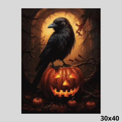 Crow on Pumpkin - 30x40 Diamond Painting