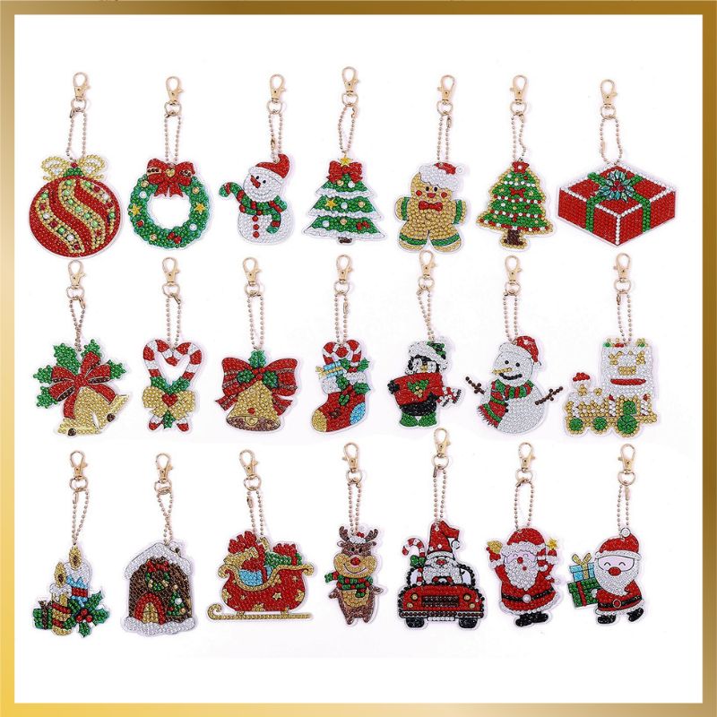 Diamond Art Keychains Christmas 21 pcs - Main image