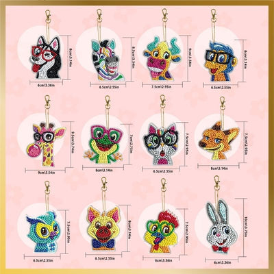 Diamond Art Keychains Animals Sizes