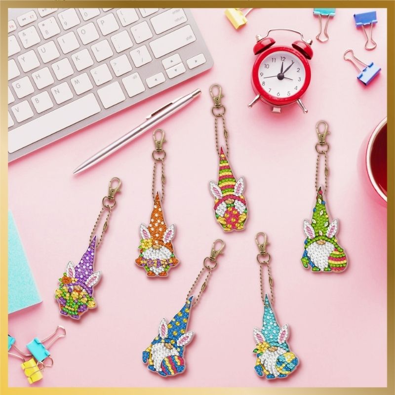 Diamond Art Keychains Easter Gnomes