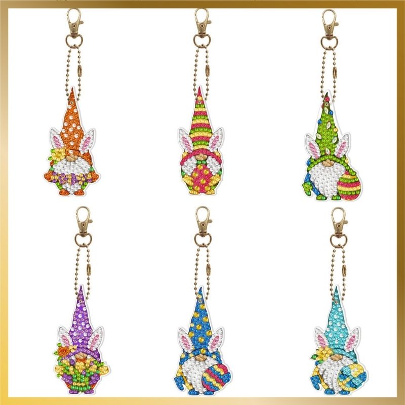 Diamond Art Keychains Easter Gnomes 6 pcs