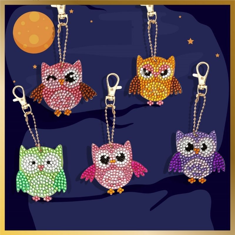 Diamond Art Keychains Owls - 5 pcs