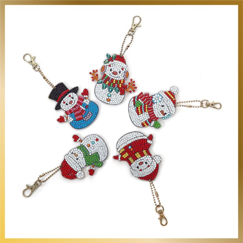 Diamond Art Keychains Christmas Snowmen