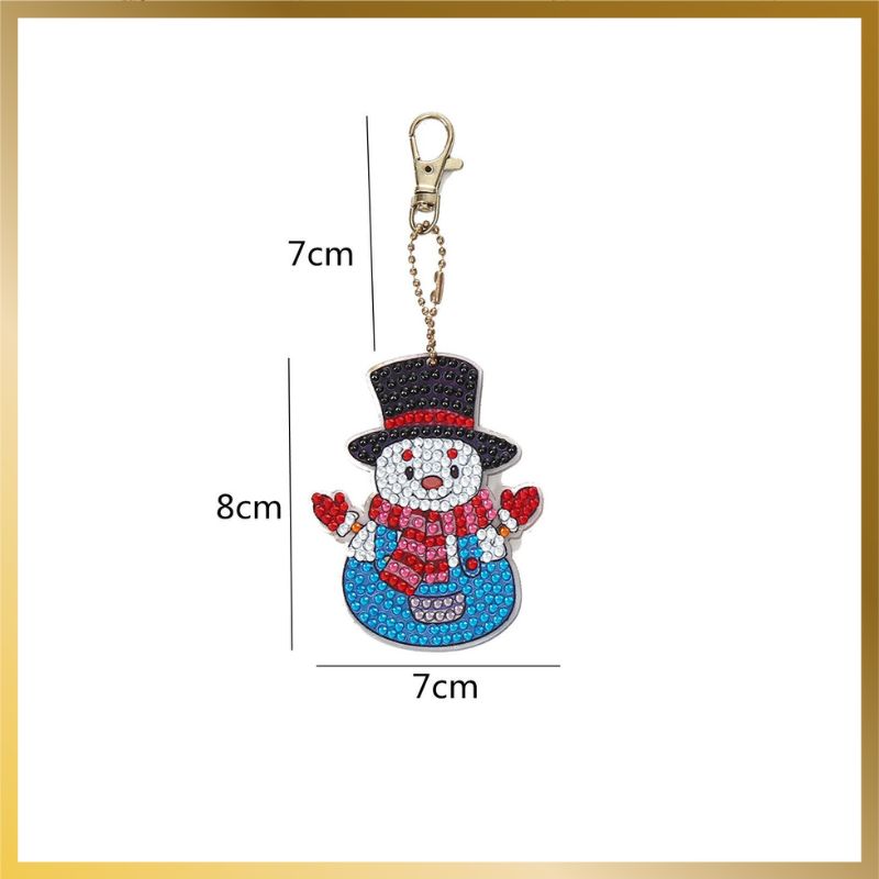 Diamond Art Keychains Christmas Snowmen - size