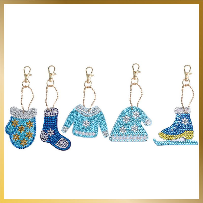 Gukasxi 6 Pcs Diamond Painting Cross Key Chains Double Sided Cross