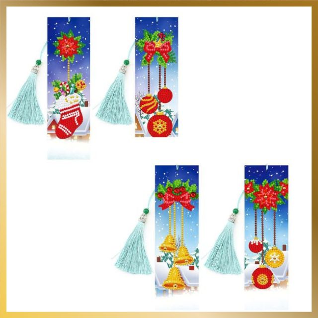 4 Pcs Diamond Painting Bookmarks - Christmas Time