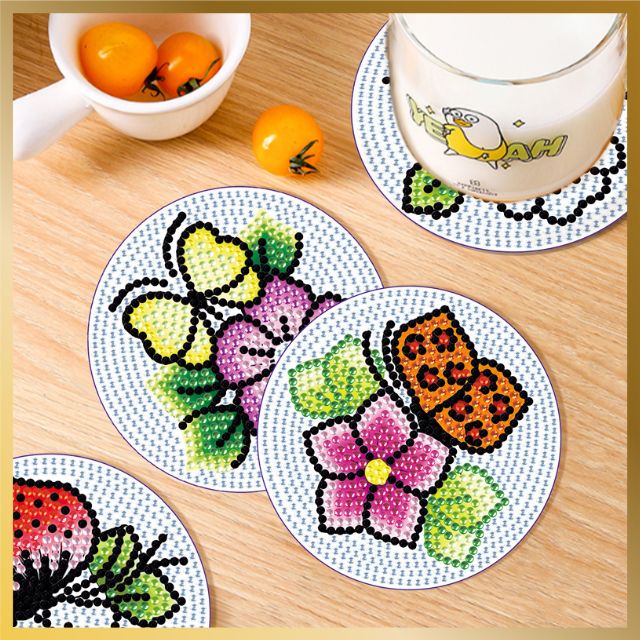 6 Pcs Diamond Painting Coasters - Meadow Flowers