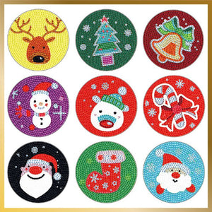 9 Pcs Diamond Painting Coasters - Merry Christmas