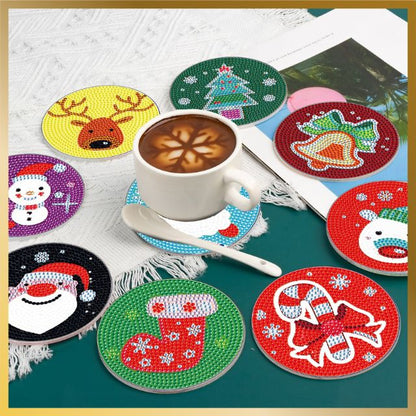 9 Pcs Diamond Painting Coasters - Merry Christmas - Product Image