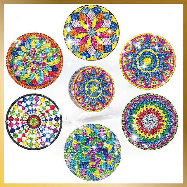 6 Pcs Diamond Painting Coasters - Sparkling Mosaic