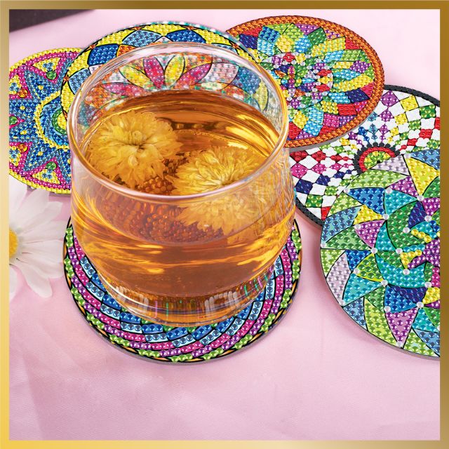 6 Pcs Diamond Painting Coasters - Sparkling Mosaic - Main Image