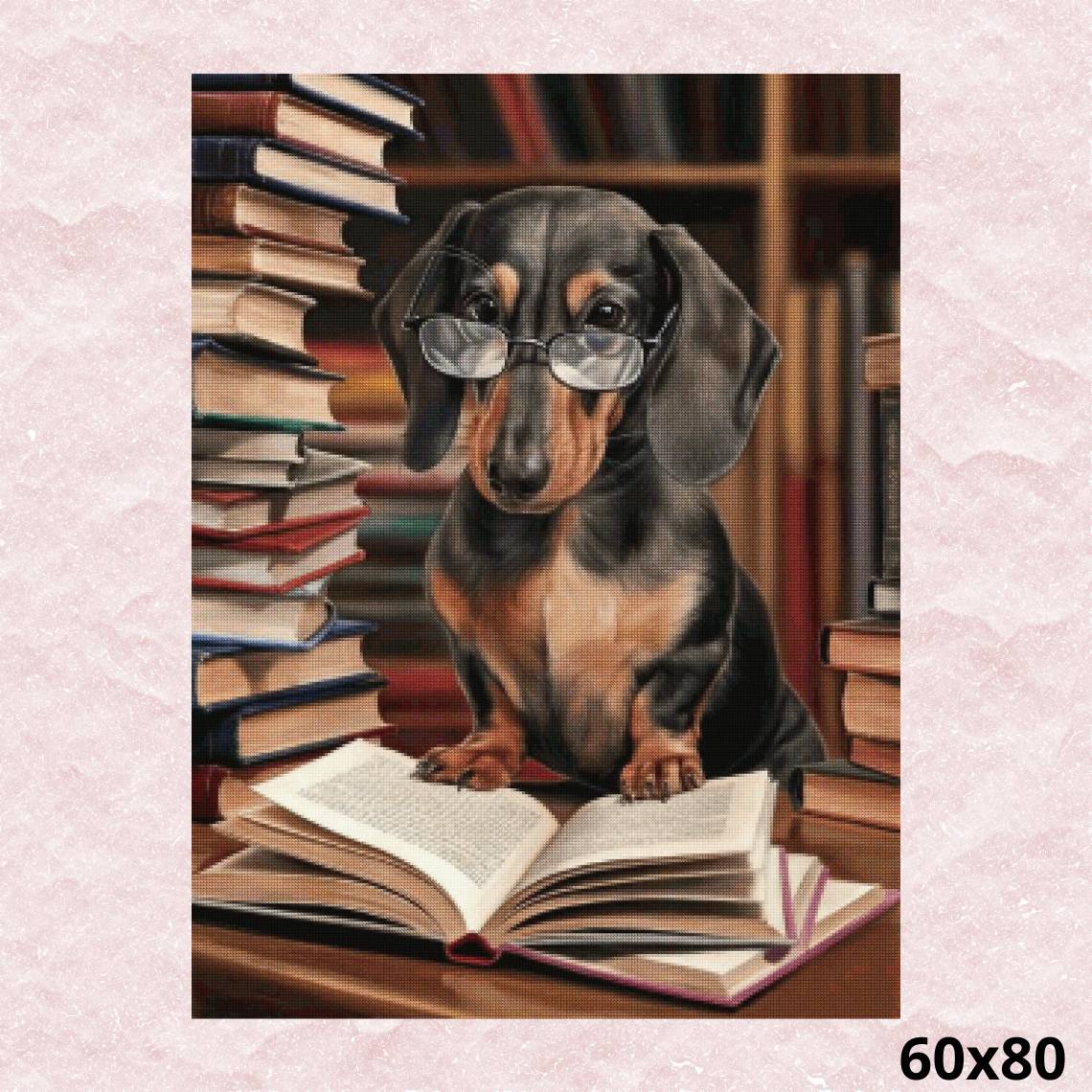 Dog Reading Book 60x80 - Diamond Painting