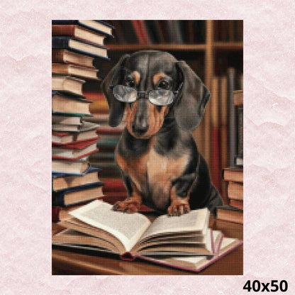 Dog Reading Book 40x50 - Diamond Painting