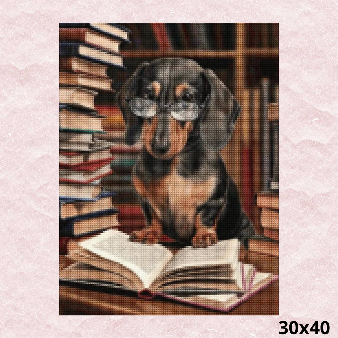 Dog Reading Book 30x40 - Diamond Painting