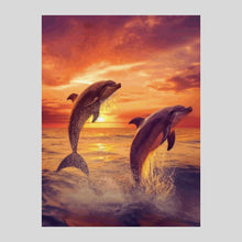 Load image into Gallery viewer, Dolphins at Sunset Diamond Painting
