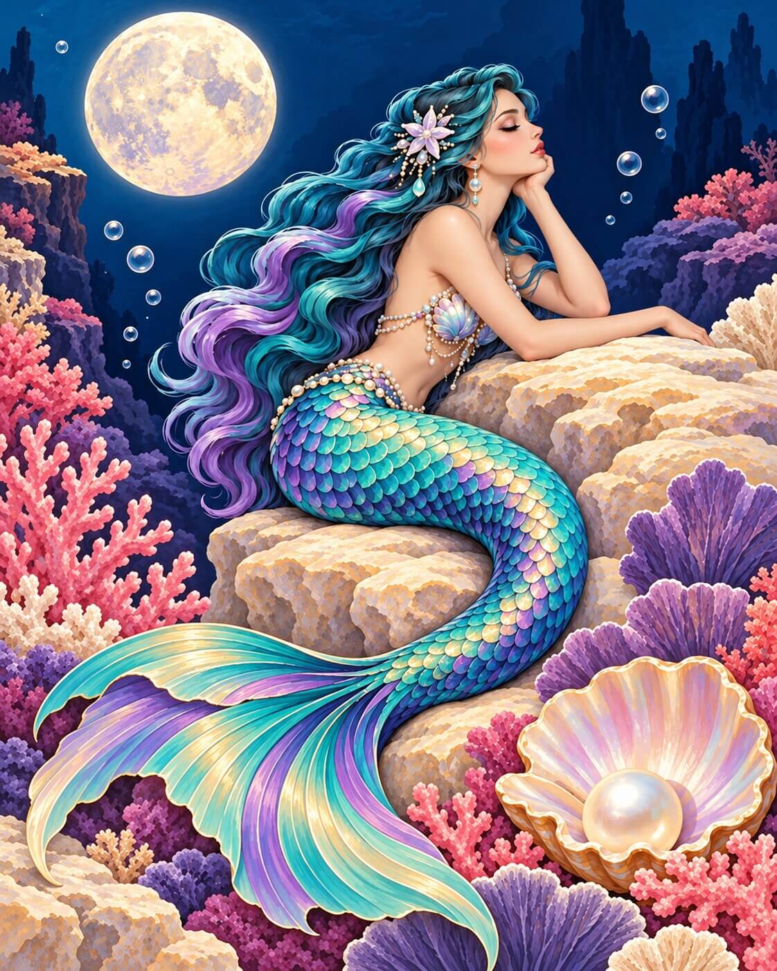 Dreaming Mermaid - Diamond Painting