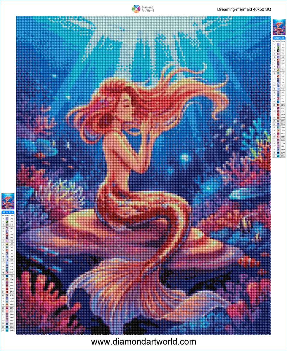 Dreaming Mermaid - Diamond Painting Layout