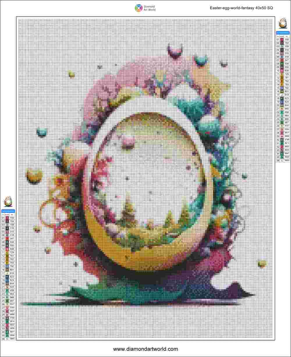 Easter Egg World Fantasy - Diamond Painting Layout