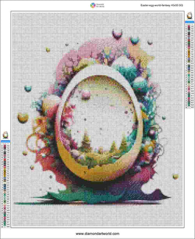 Easter Egg World Fantasy - Diamond Painting Layout