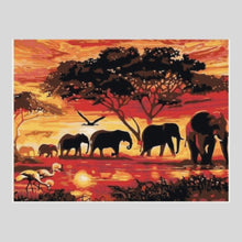 Load image into Gallery viewer, Elephants on Savannah - Diamond Art
