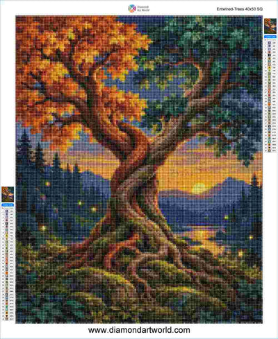 Entwined Trees - Diamond Painting Layout