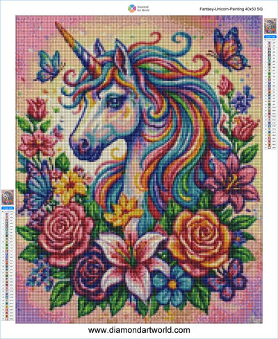 Fantasy Unicorn - Diamond Painting Layout