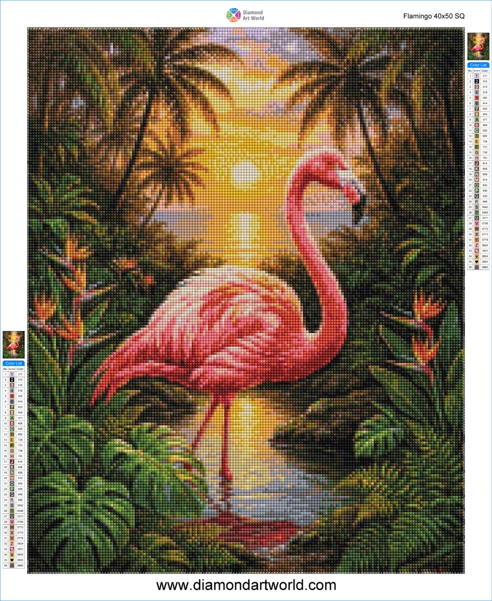 Flamingo - Diamond Painting Layout