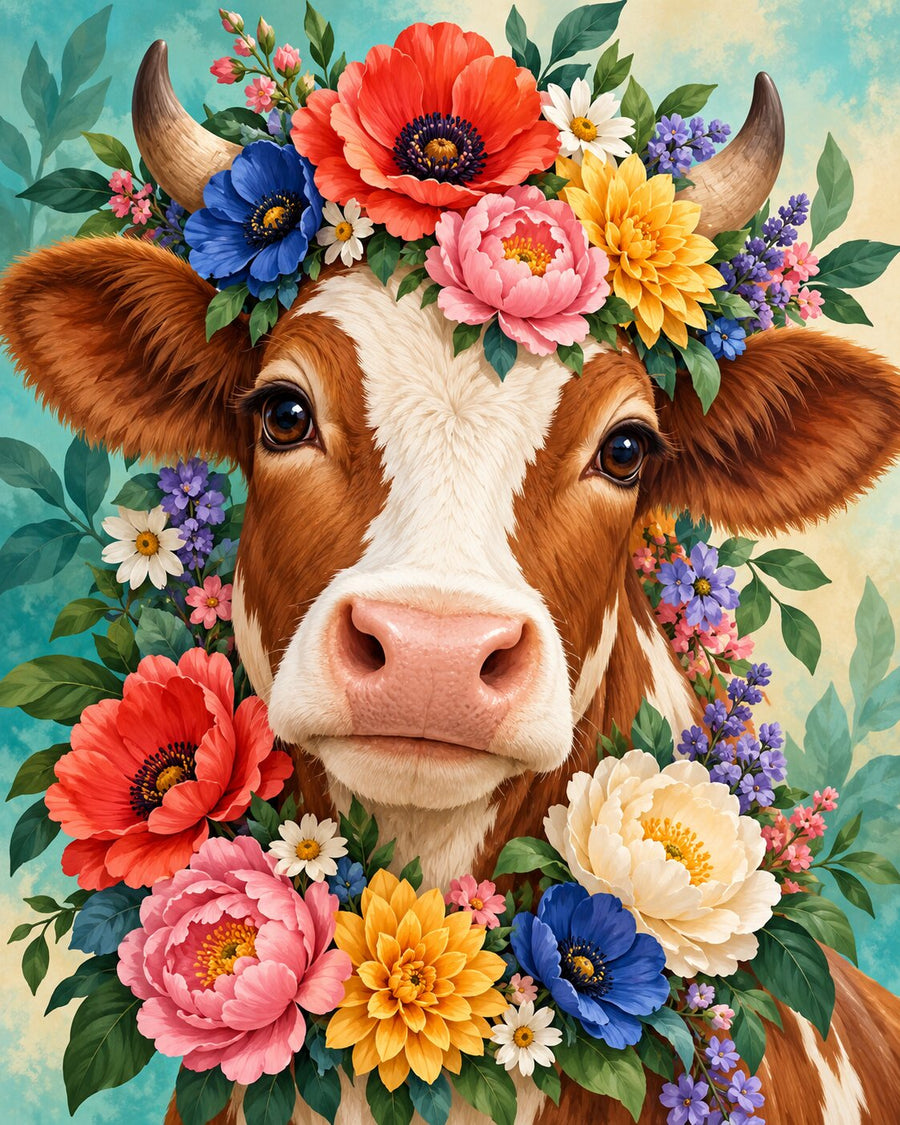 Floral Cow – Diamond Painting
