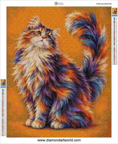 Fluffy Cat - Diamond Painting Layout