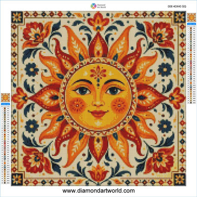 Folk Sun - Diamond Painting Layout