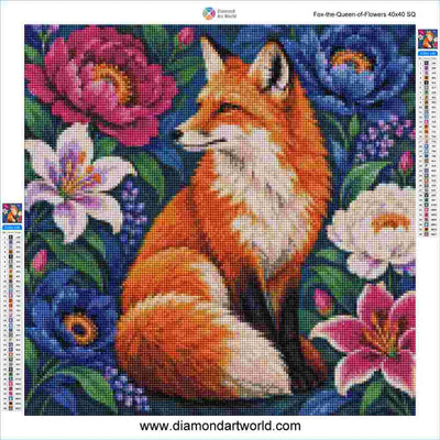 Fox the Queen of Flowers - Diamond Painting Layout