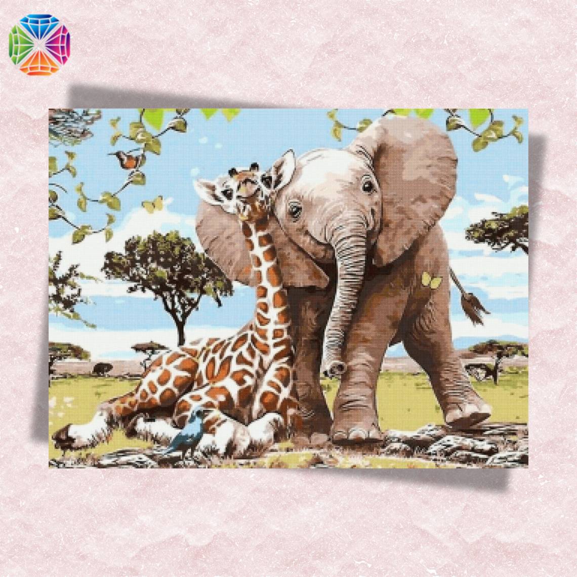 Friends Elephant and Giraffe - Diamond Painting