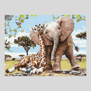 Friends Elephant and Giraffe - Diamond Painting