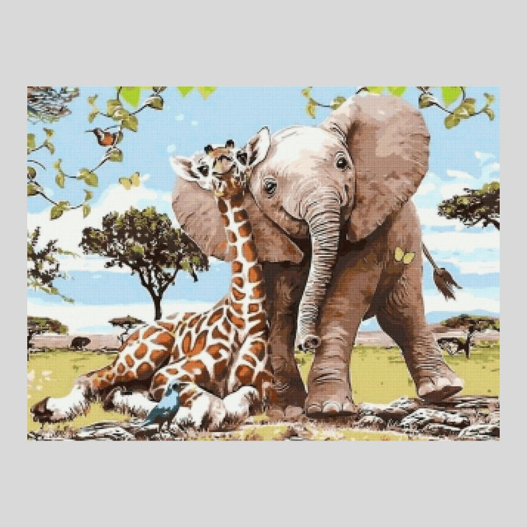 Friends Elephant and Giraffe - Diamond Painting